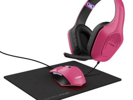 Bundle Gaming  3 em 1 Trust Tridox GXT790P - Auscultadores + Rato Gaming + Tapete de Rato - Rosa Cheap