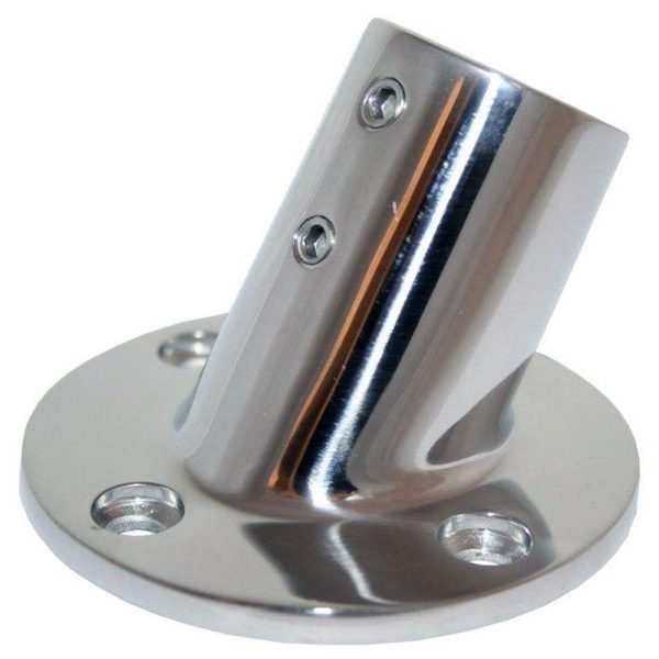 Whitecap 7 8  O.D. 60 Round Base SS Rail Fitting - 6040C For Sale