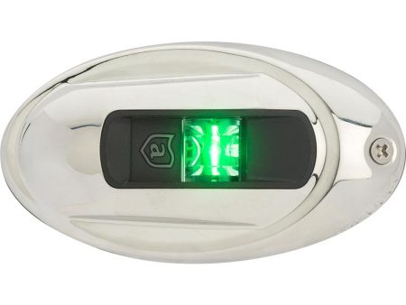 Attwood LightArmor Vertical Surface Mount Navigation Light - Oval - Starboard (green) - Stainless Steel - 2NM - NV4012SSG-7 For Discount