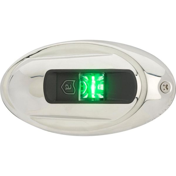 Attwood LightArmor Vertical Surface Mount Navigation Light - Oval - Starboard (green) - Stainless Steel - 2NM - NV4012SSG-7 For Discount