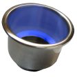 Whitecap Flush Mount Cup Holder w Blue LED Light - Stainless Steel - S-3511BC For Cheap