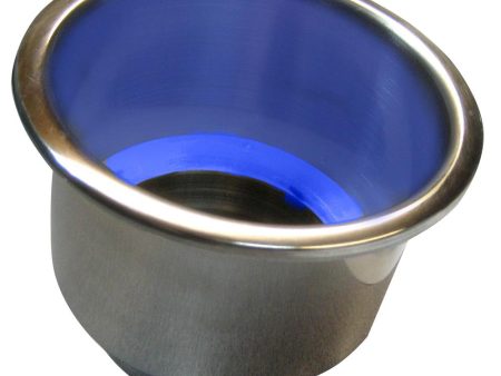 Whitecap Flush Mount Cup Holder w Blue LED Light - Stainless Steel - S-3511BC For Cheap