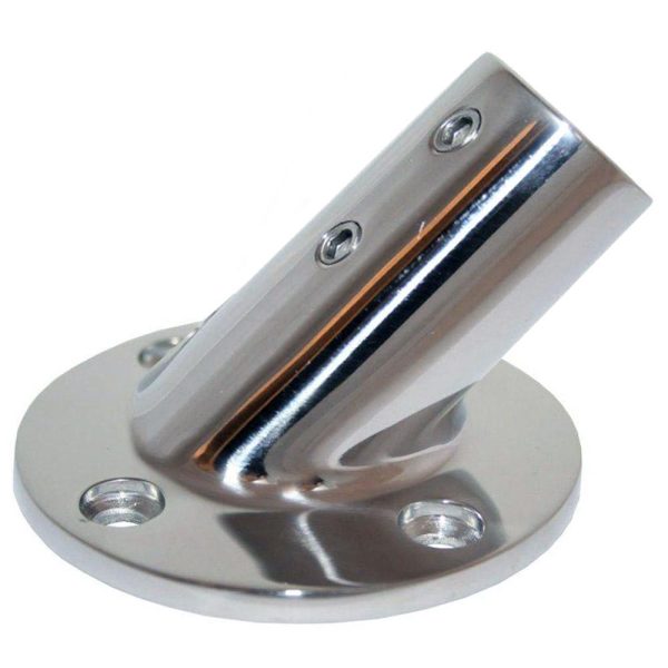 Whitecap 7 8  O.D. 45 Round Base SS Rail Fitting - 6014C Discount